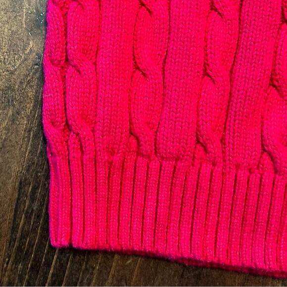 ⭐️Chaps Ralph Lauren Cotton Red Cable Knit Sweater Vest Toddler Sz 2T Chest Logo - Picture 3 of 6